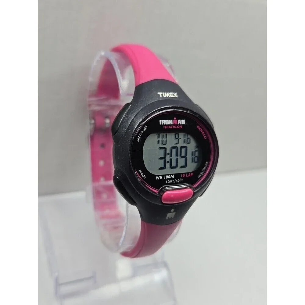 Womens Timex Ironman Triathlon 10 Lap Digital Watch Indiglo Alarms New Battery